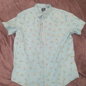 George banana print button up